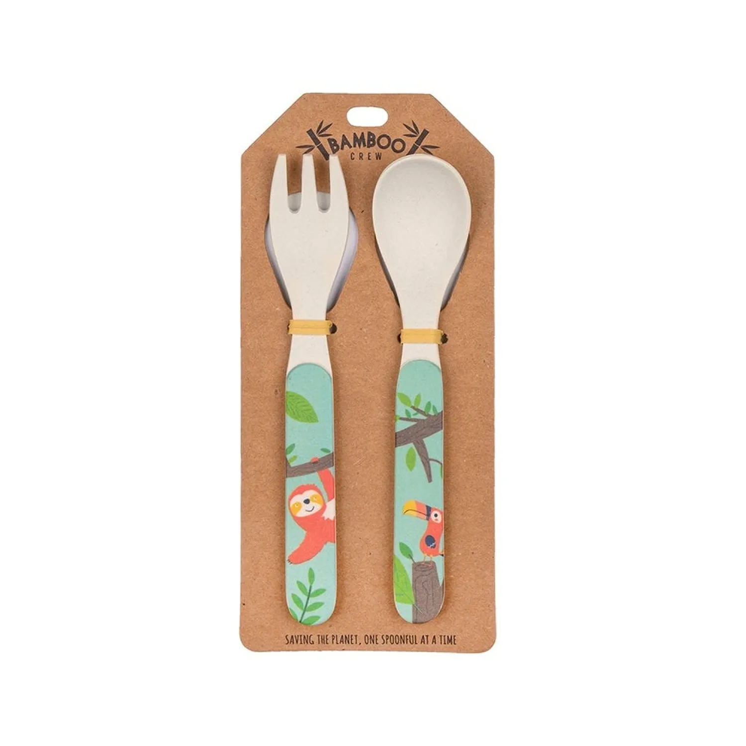 Bamboo Crew Fork & Spoon Set - Sloth