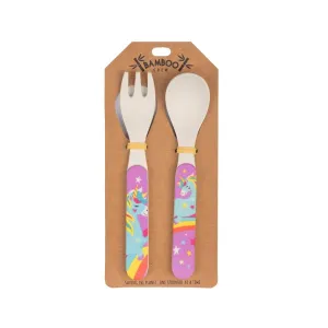 Bamboo Crew Fork & Spoon Set - Unicorn