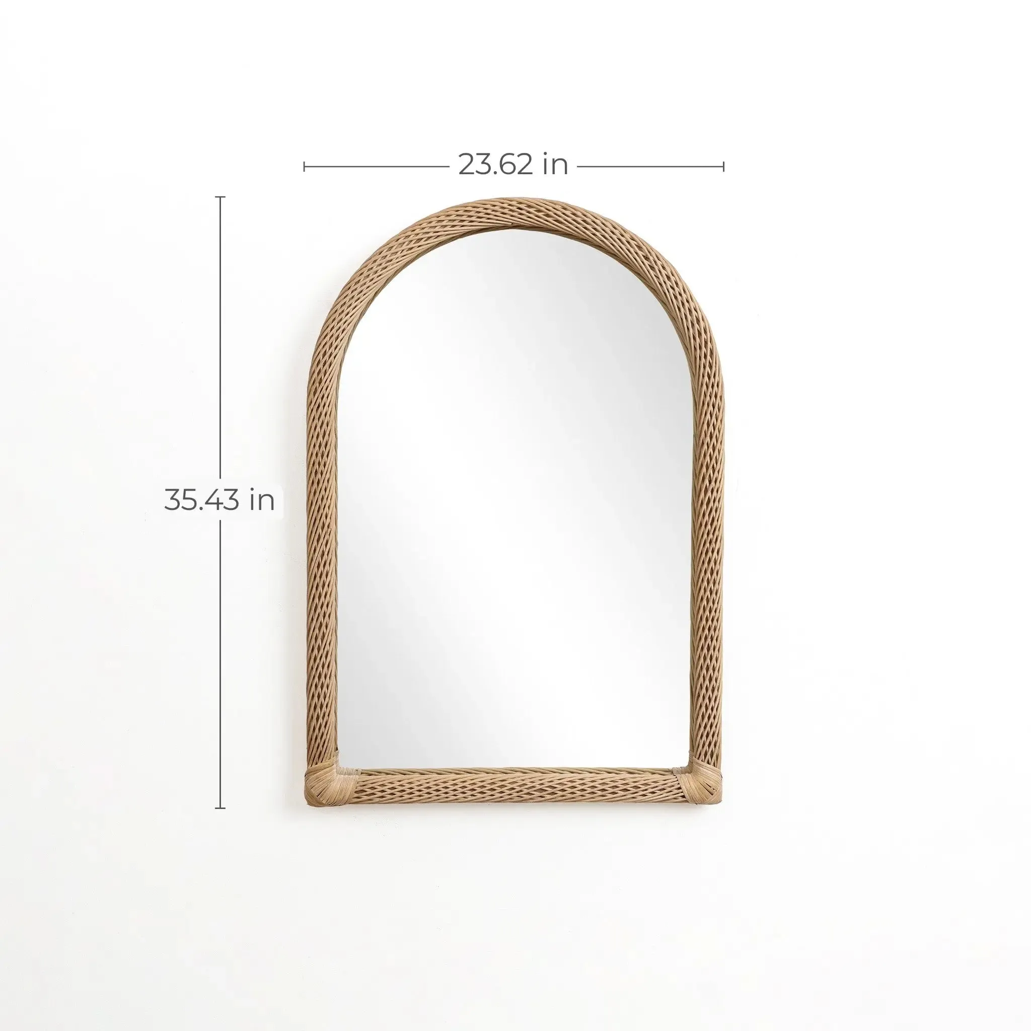 Bamboo Frame Arch Rectangle Accent Wall and Vanity Wall Mirror