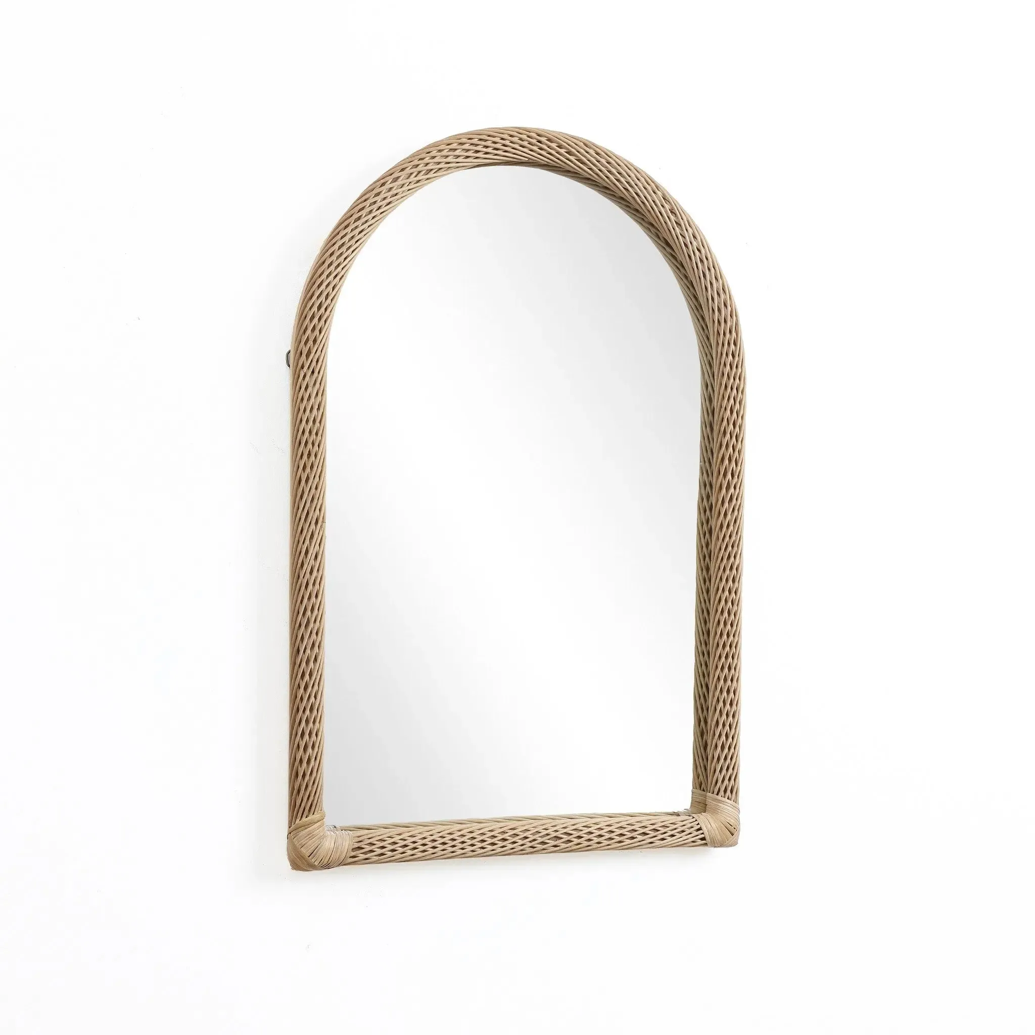 Bamboo Frame Arch Rectangle Accent Wall and Vanity Wall Mirror