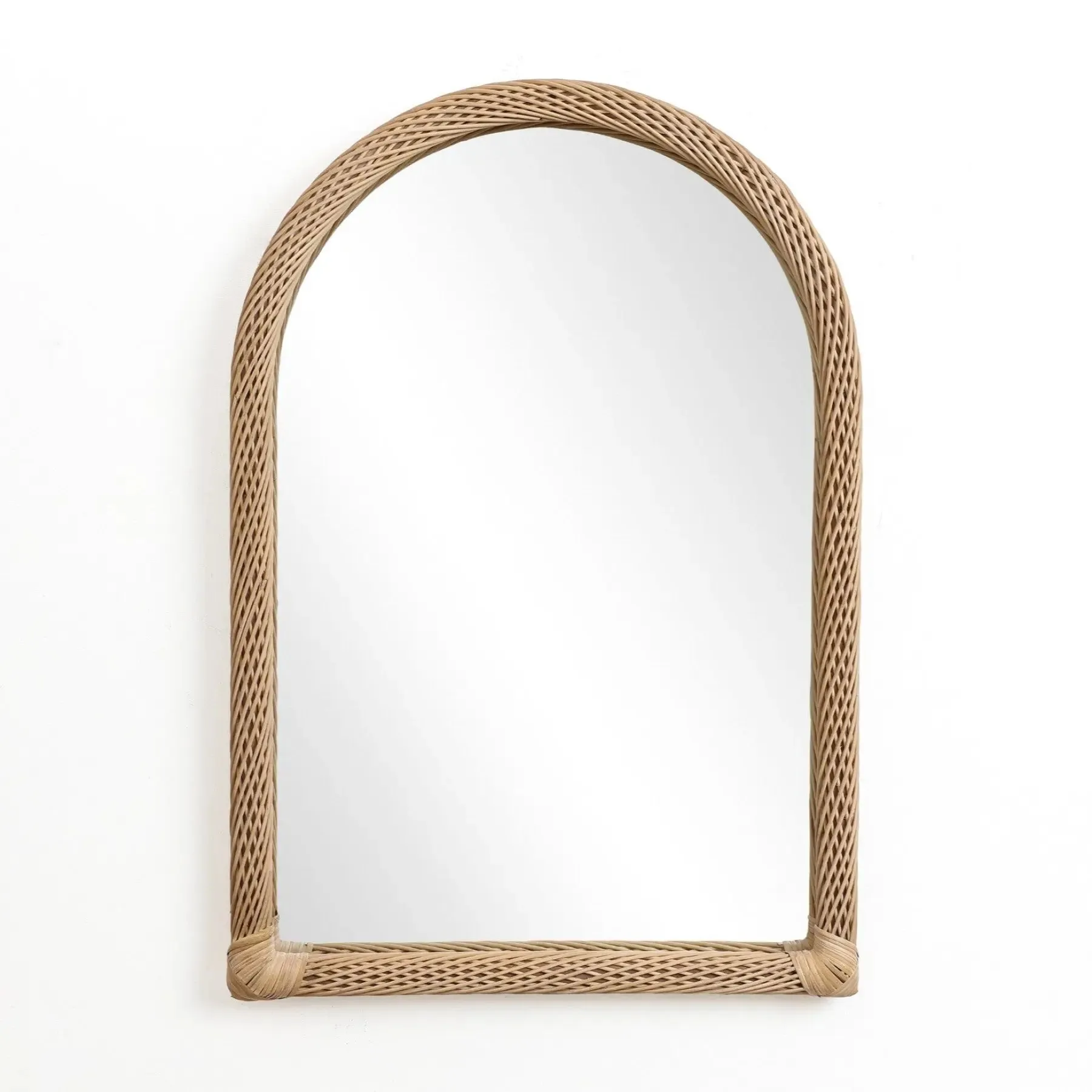 Bamboo Frame Arch Rectangle Accent Wall and Vanity Wall Mirror