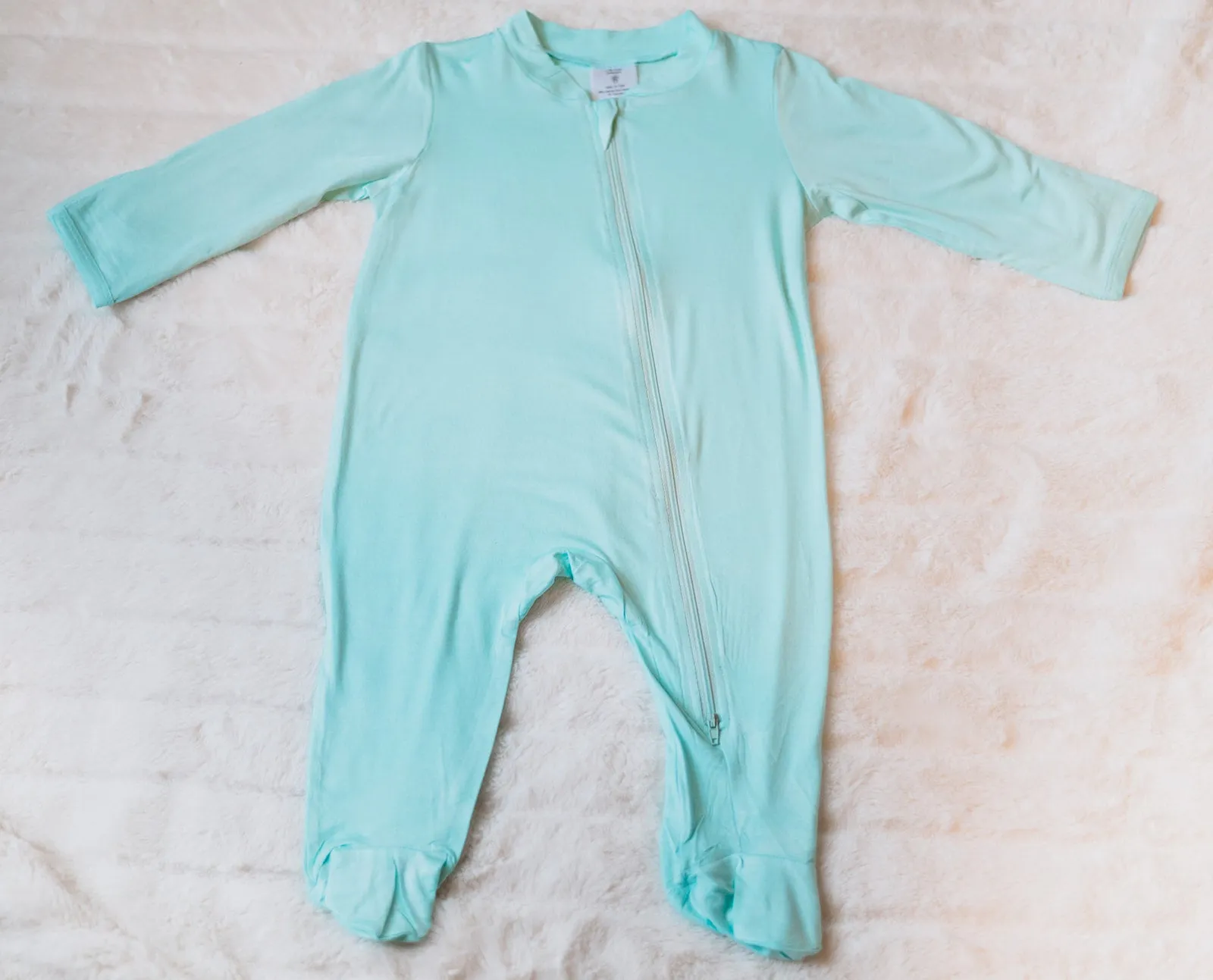 Bamboo mitten cuffed and footed zip up jammy / Bamboo stretchy footie onesie