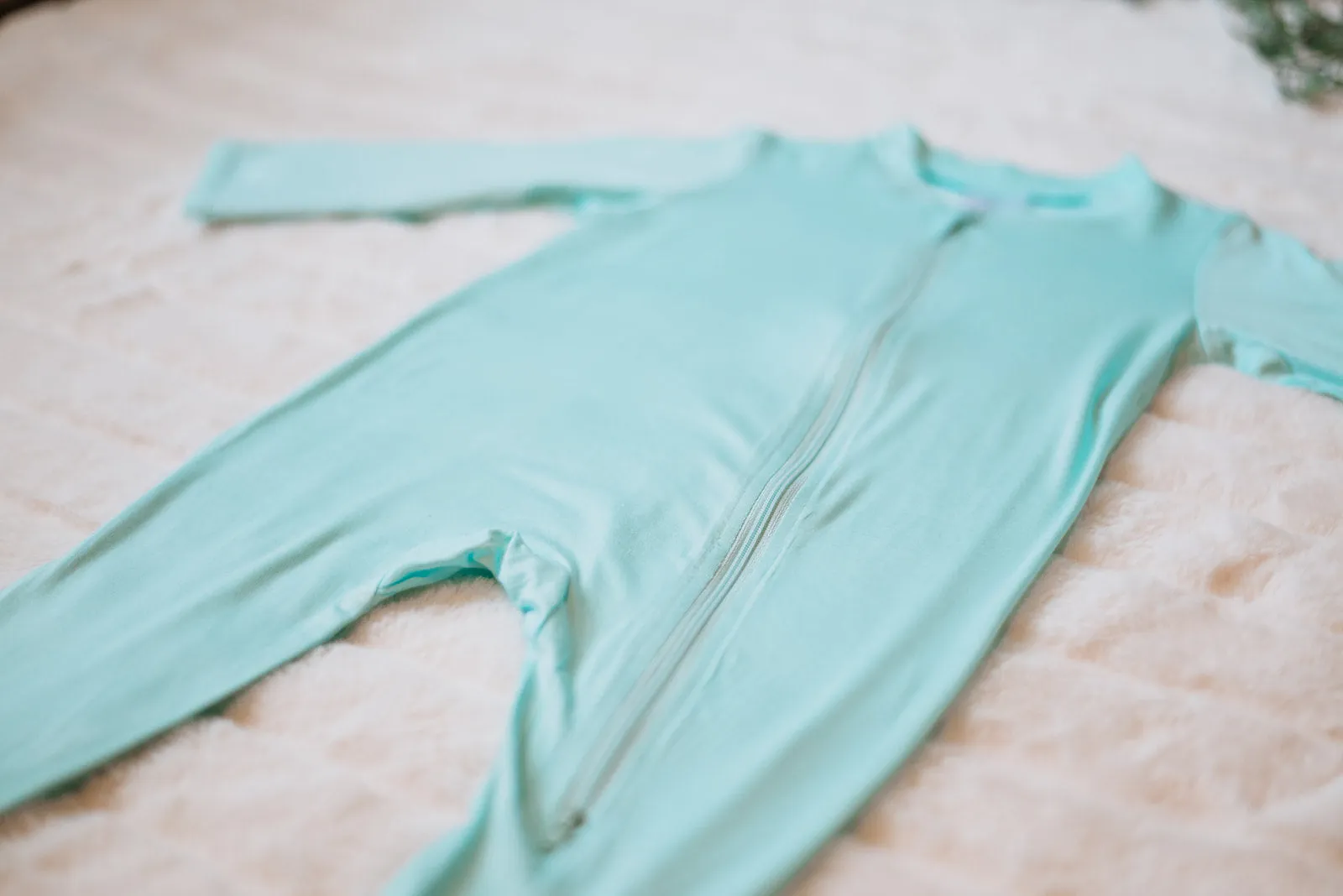 Bamboo mitten cuffed and footed zip up jammy / Bamboo stretchy footie onesie