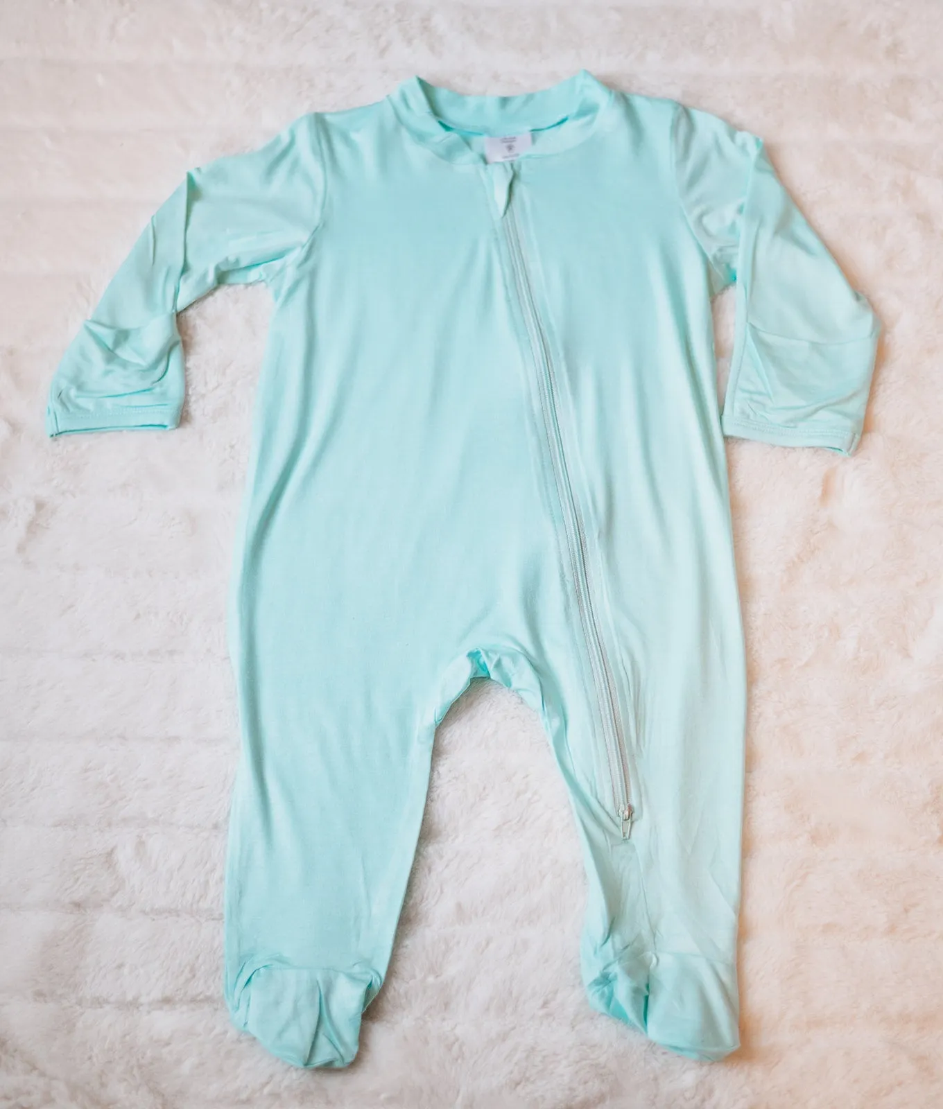Bamboo mitten cuffed and footed zip up jammy / Bamboo stretchy footie onesie