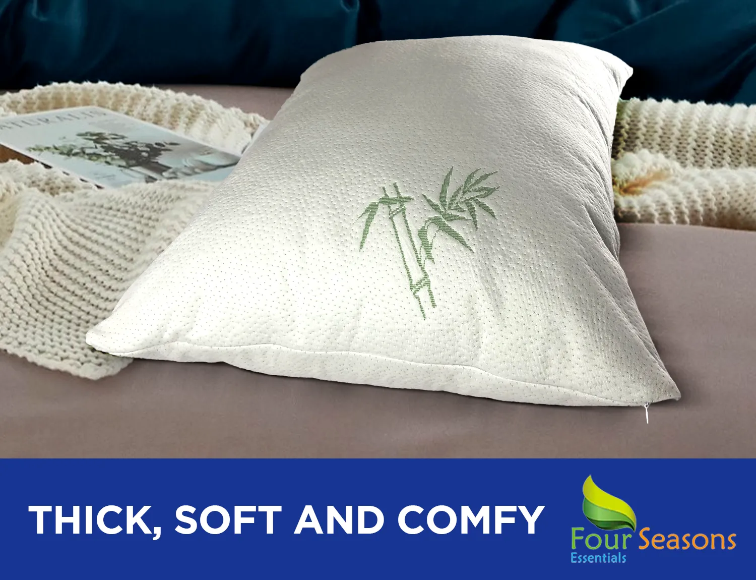 Bamboo Pillow Protector - Waterproof Hypoallergenic Dust Proof Zippered Encasement