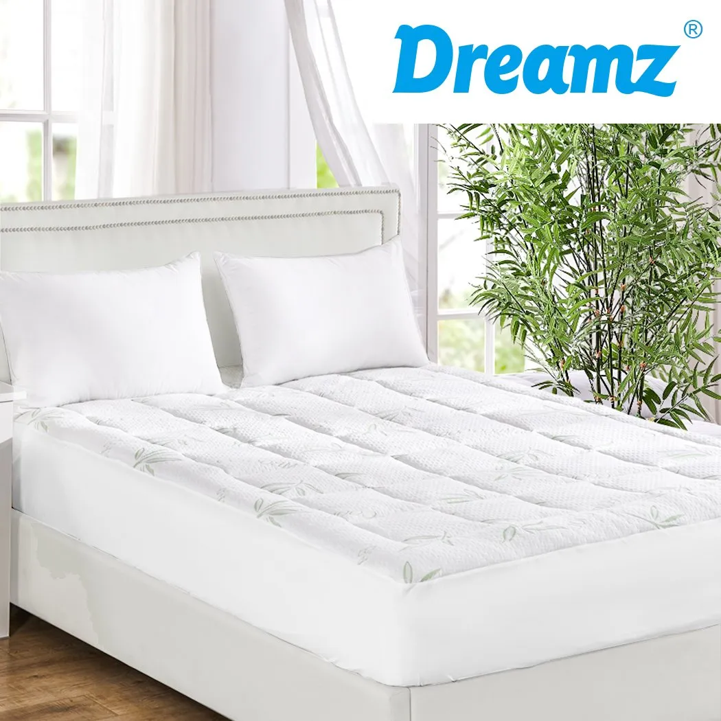 Bamboo Pillowtop Mattress Topper Protector Waterproof Cover King Single