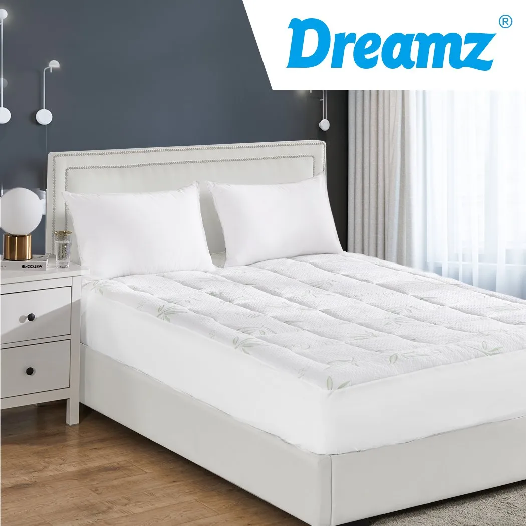 Bamboo Pillowtop Mattress Topper Protector Waterproof Cover King Single