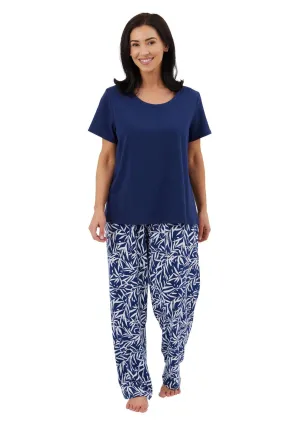 Bamboo Print Pj Set - Navy