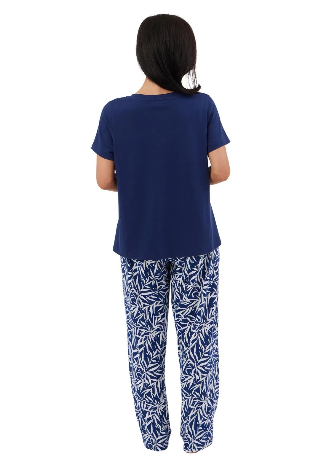 Bamboo Print Pj Set - Navy