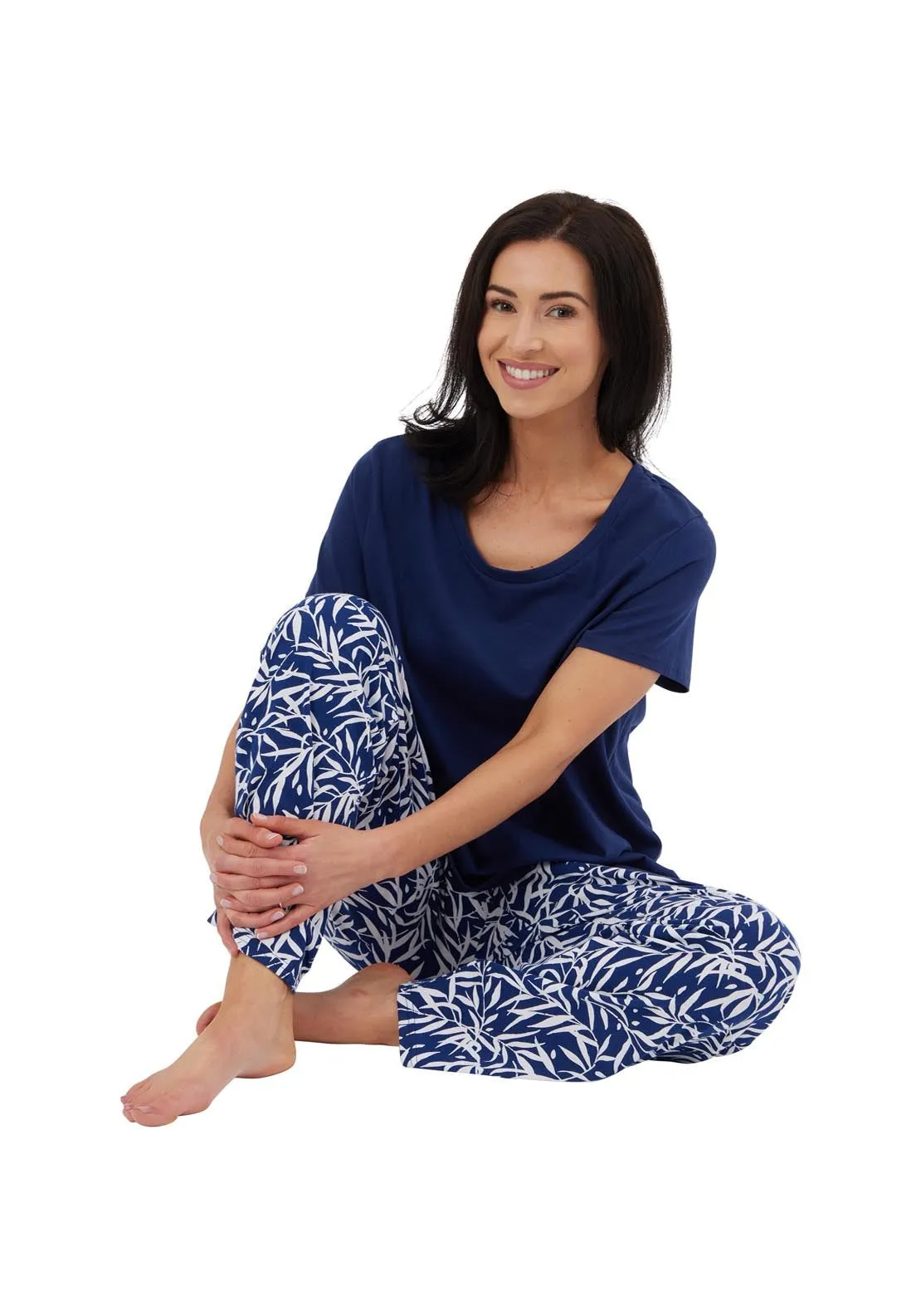 Bamboo Print Pj Set - Navy