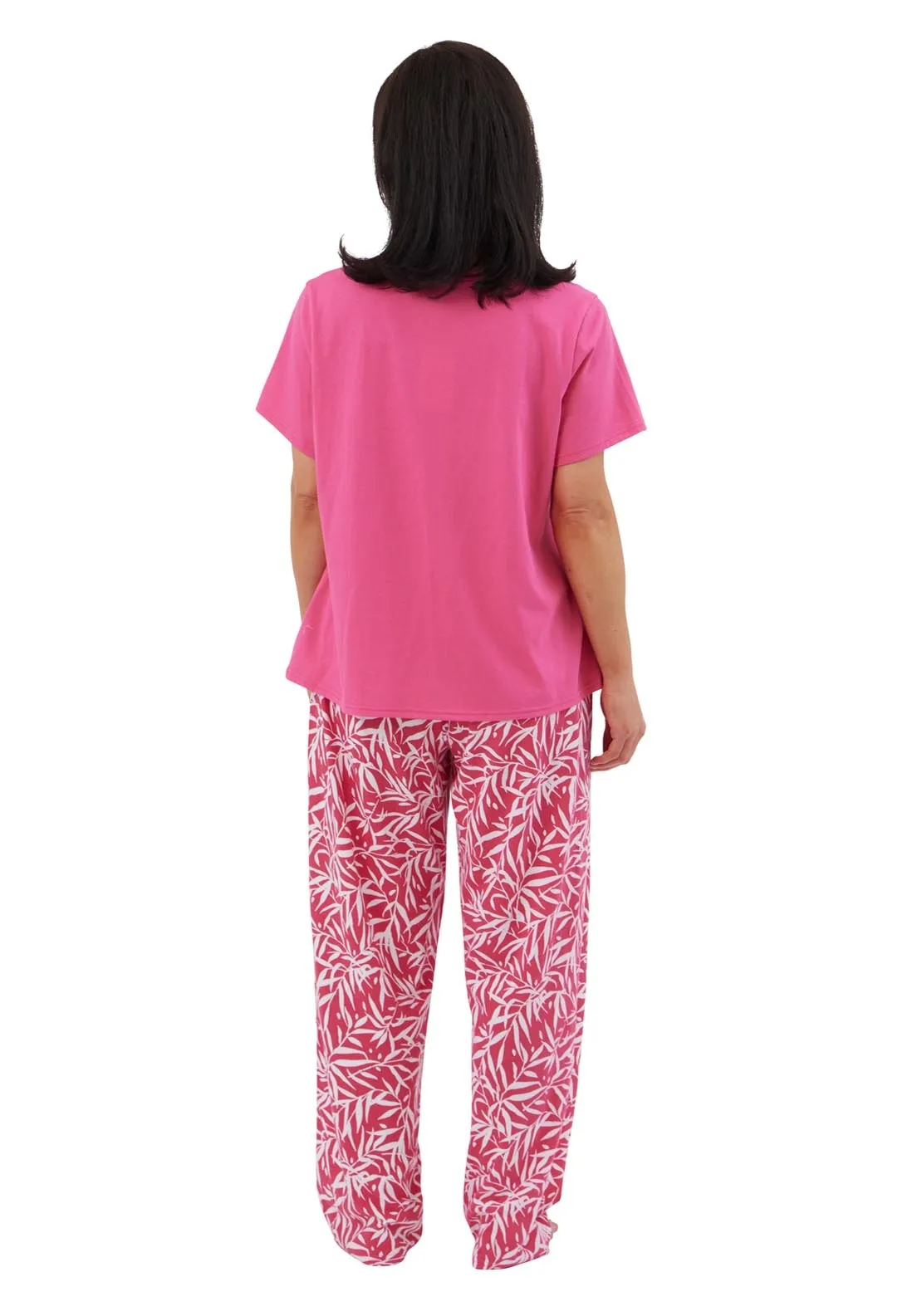 Bamboo Print Pj Set - Pink