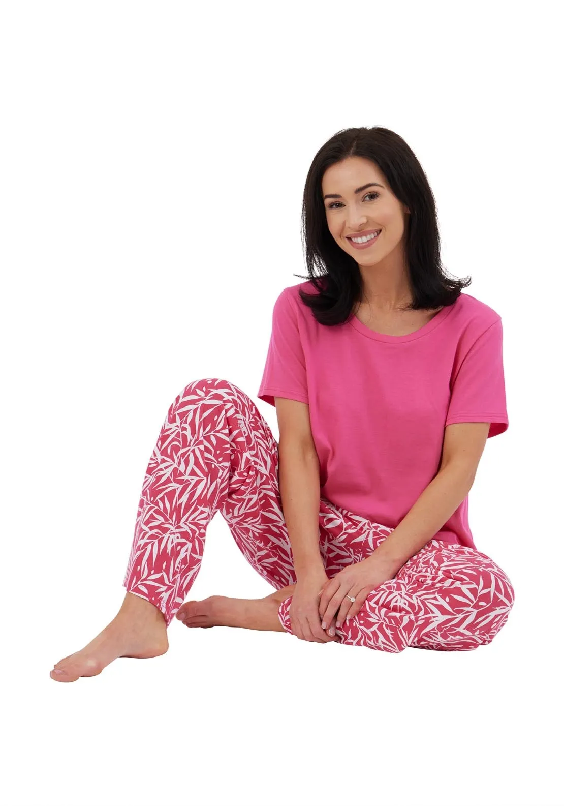 Bamboo Print Pj Set - Pink