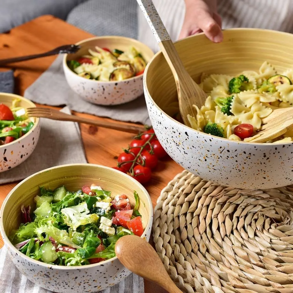 Bamboo Salad Server Set | Salad Tongs (Spoon & Fork)