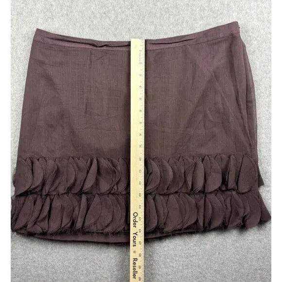 Banana Republic Skirt Wine Flouncy Hem Mini Twee Flirty Cute 100% Silk