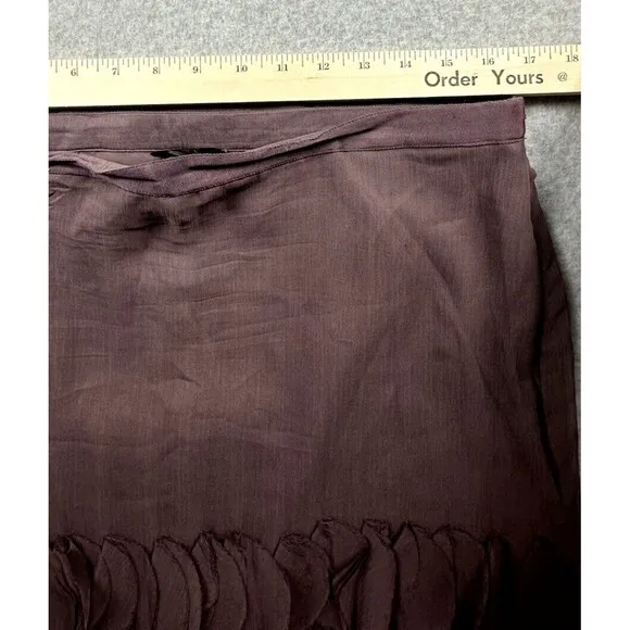 Banana Republic Skirt Wine Flouncy Hem Mini Twee Flirty Cute 100% Silk