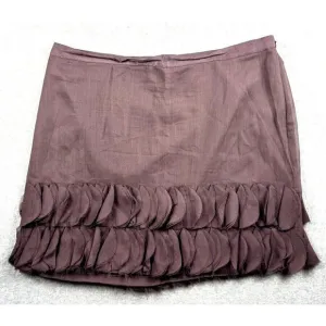 Banana Republic Skirt Wine Flouncy Hem Mini Twee Flirty Cute 100% Silk
