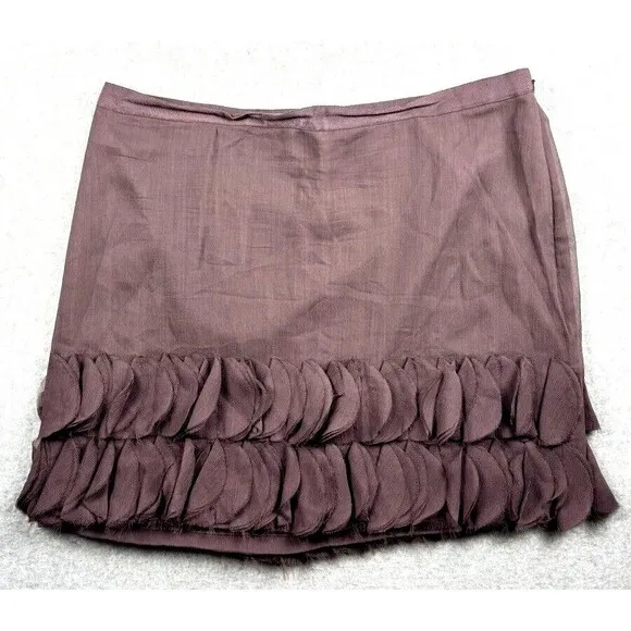 Banana Republic Skirt Wine Flouncy Hem Mini Twee Flirty Cute 100% Silk