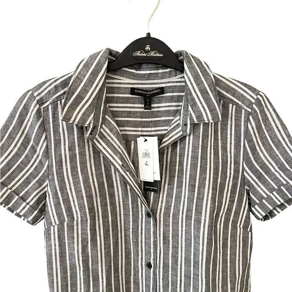 Banana Republic Roll-Cuff Linen Shirt Dress NWT 2 Tall