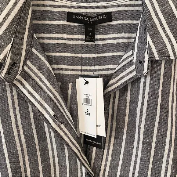 Banana Republic Roll-Cuff Linen Shirt Dress NWT 2 Tall