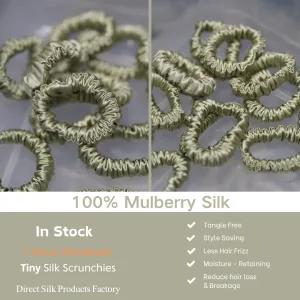 Bean Green Silk Scrunchie Tiny - For Adult / Baby / Toddler