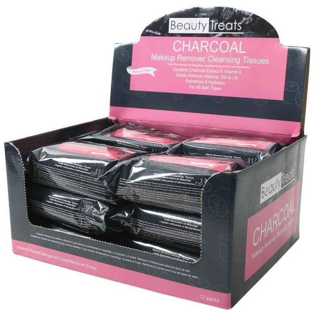 Beauty Treats - Charcoal Make-Up Remover Cloths / 12 Packs of 30