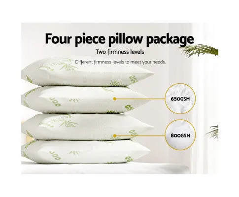 Bedding 4 Pack Bamboo Pillow Family Hotel