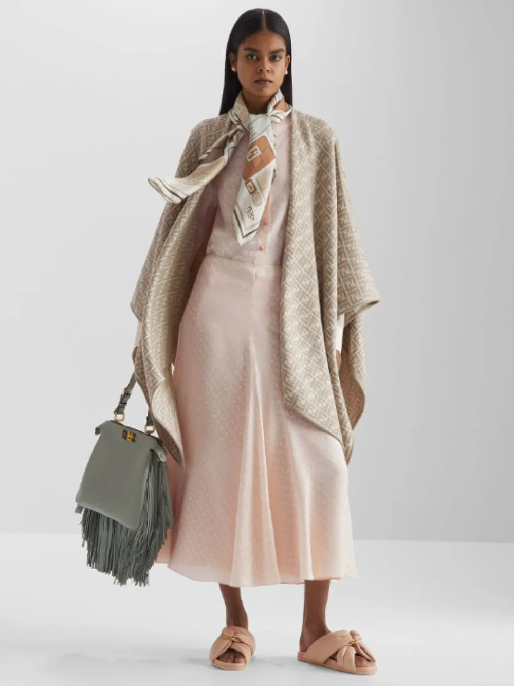 Beige Silk Baguette Foulard