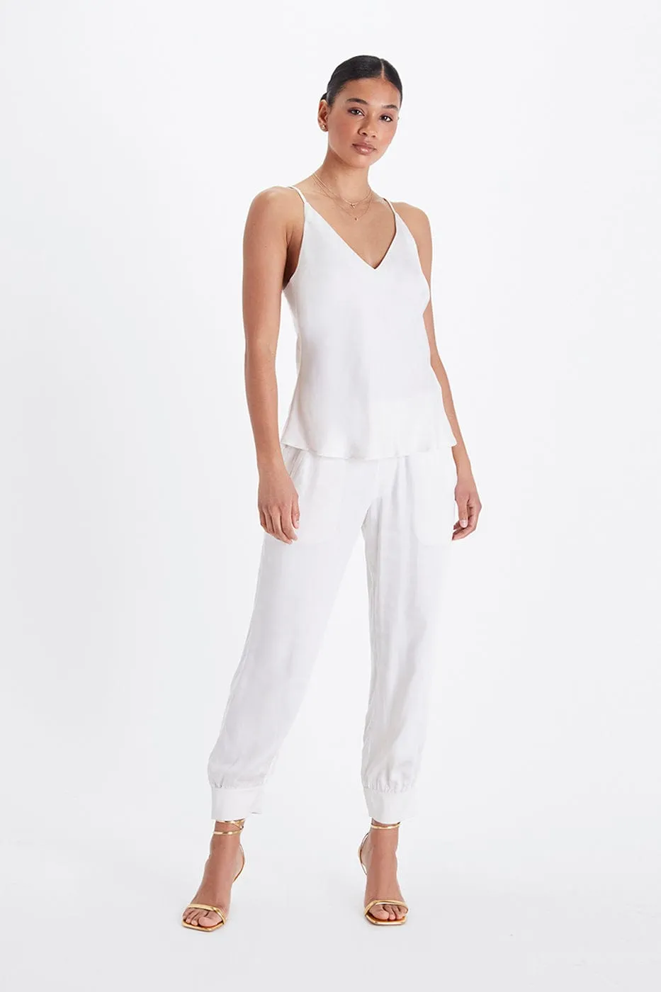 Bias Cut Lightweight TENCEL™ Modal Vegan Silk Camisole | Snow White