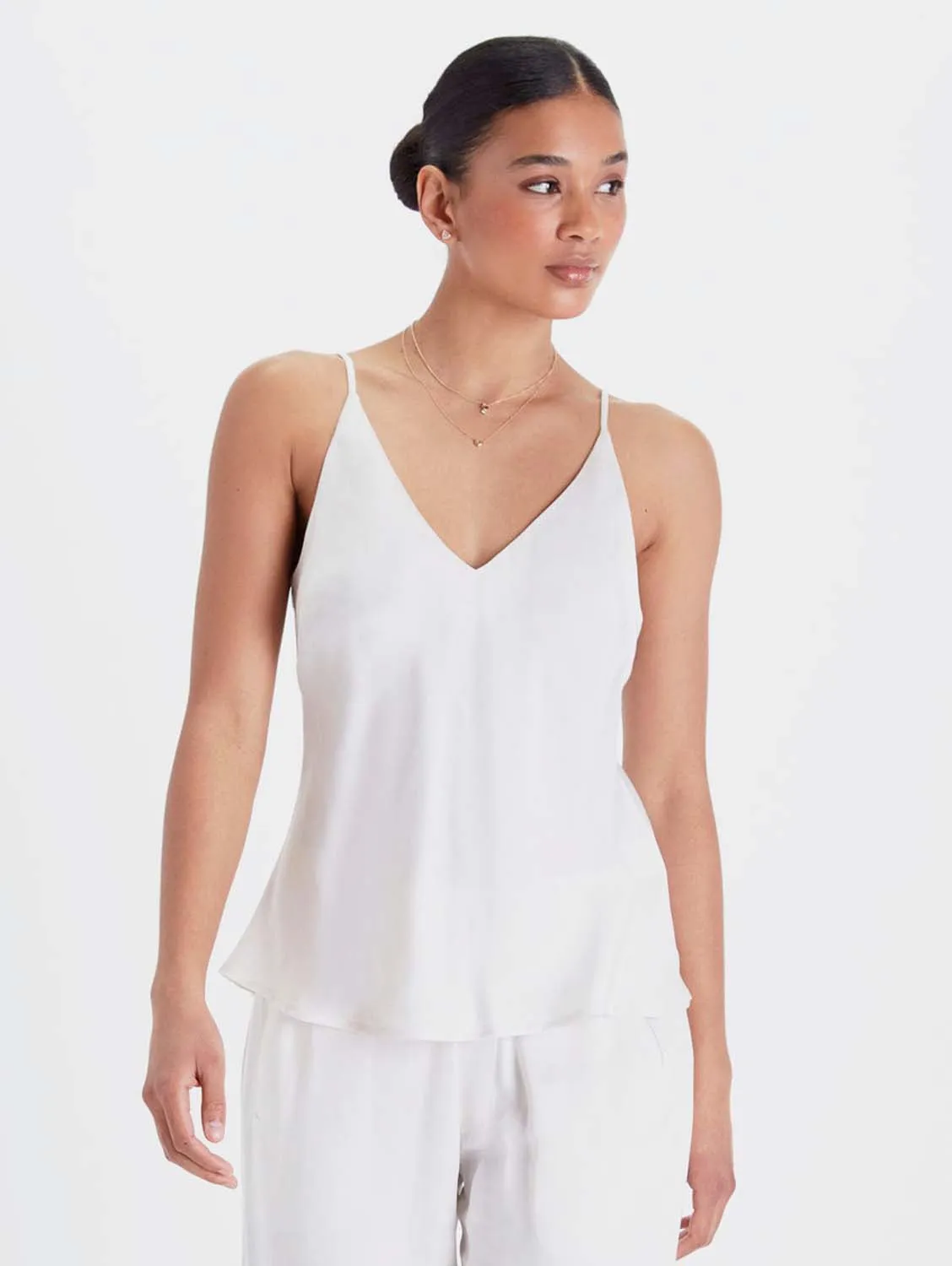 Bias Cut Lightweight TENCEL™ Modal Vegan Silk Camisole | Snow White