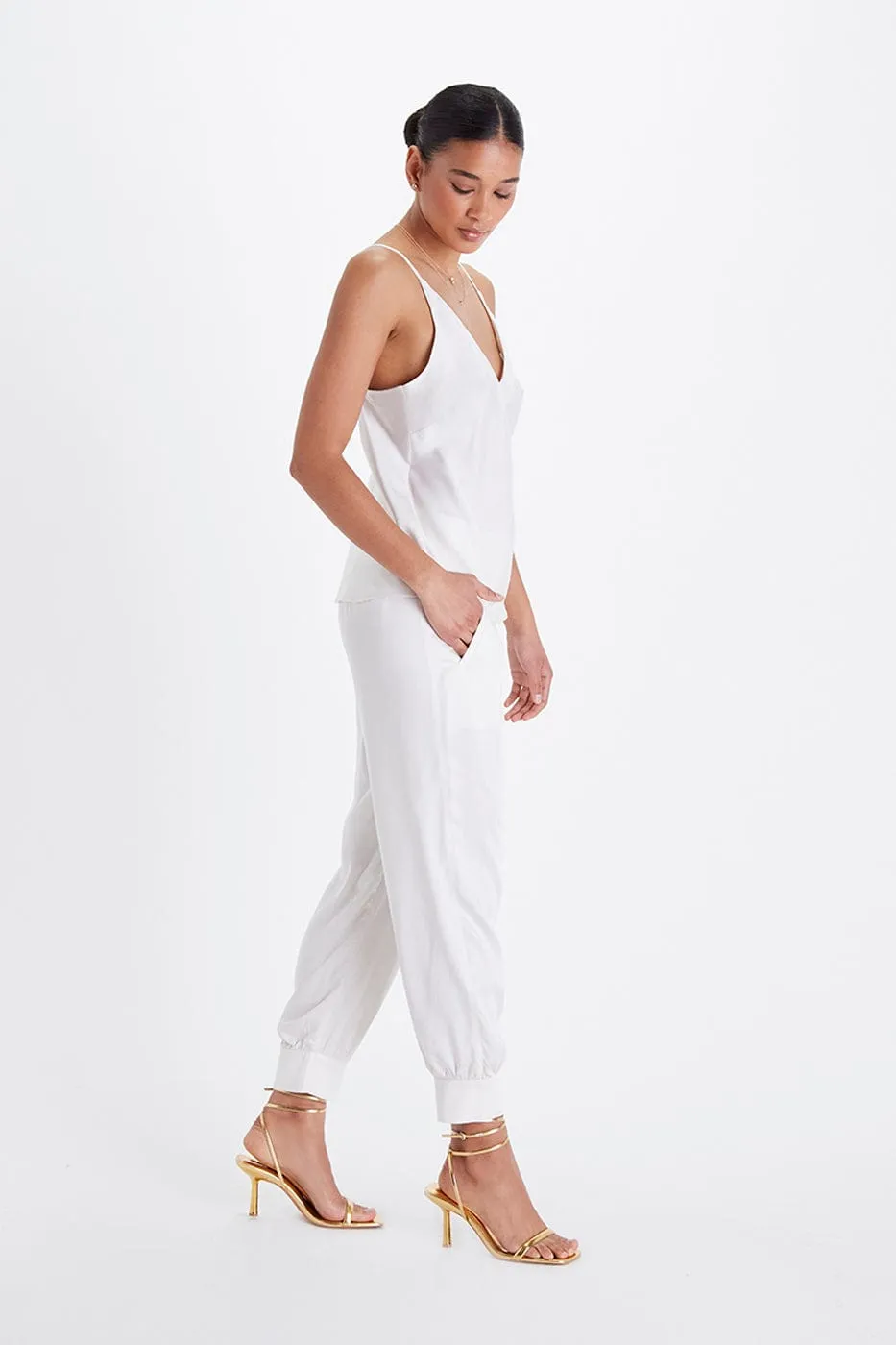 Bias Cut Lightweight TENCEL™ Modal Vegan Silk Camisole | Snow White