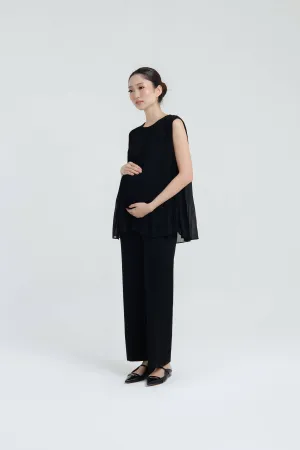 Black Bamboo Cotton Maternity Pants