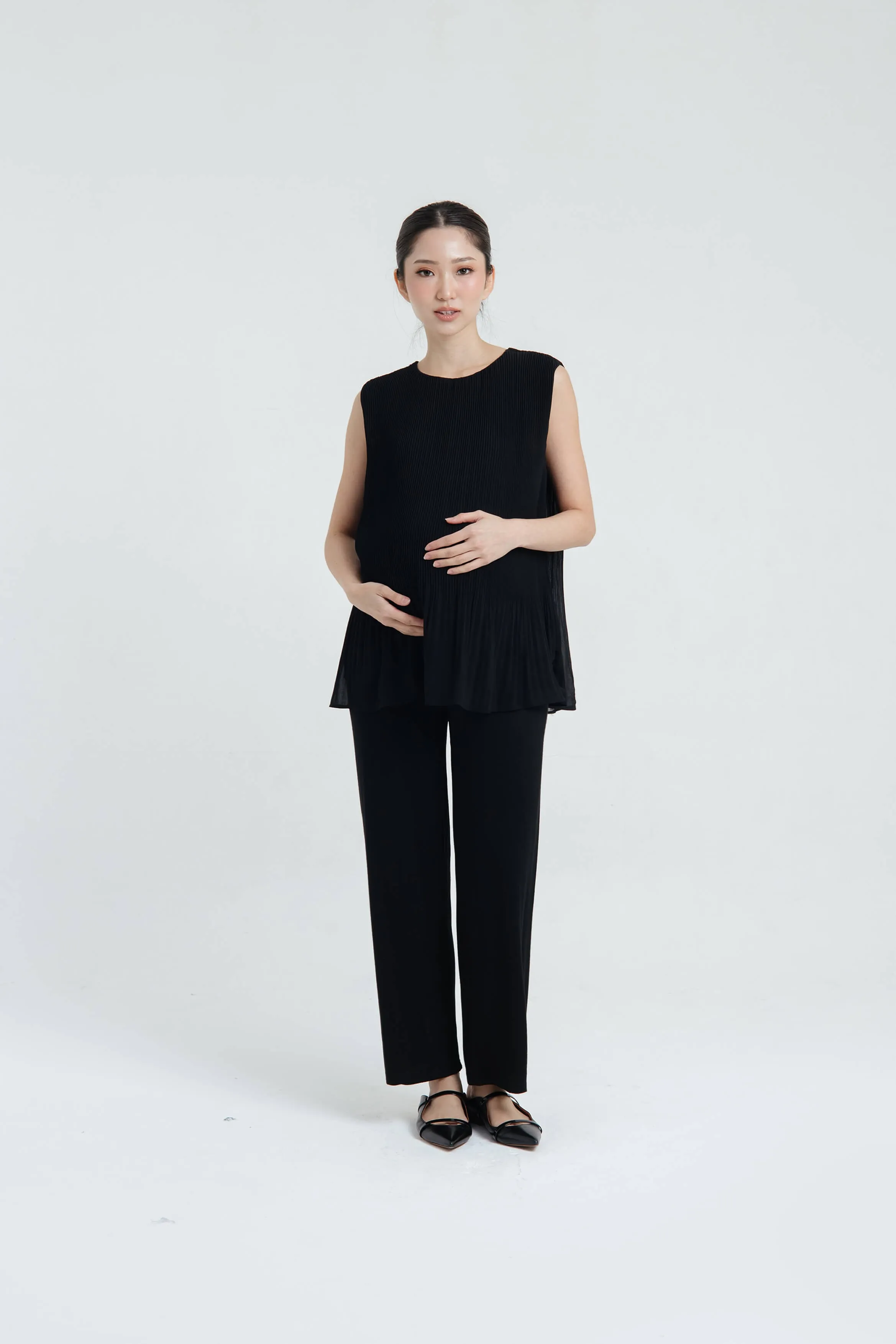 Black Bamboo Cotton Maternity Pants