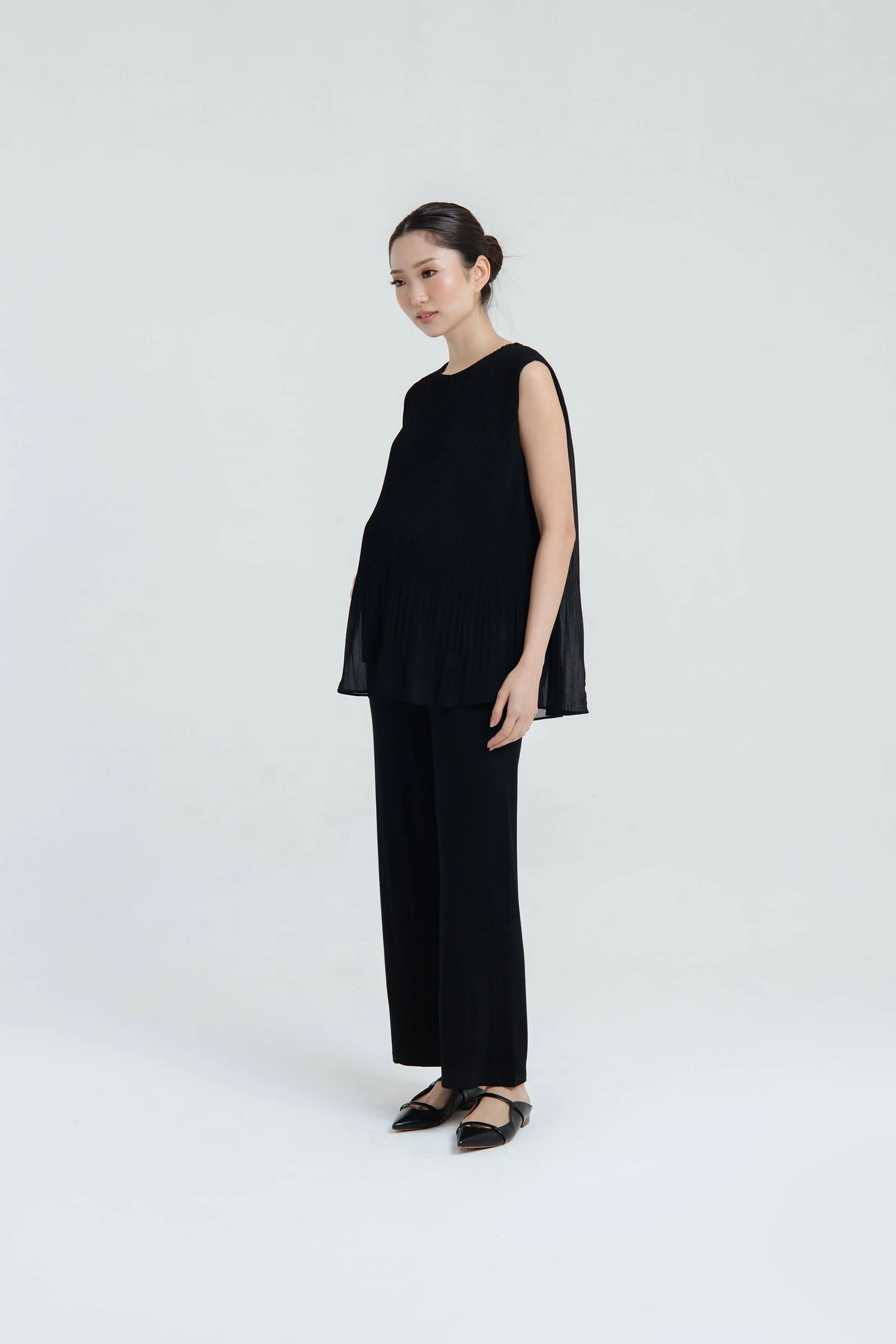 Black Bamboo Cotton Maternity Pants