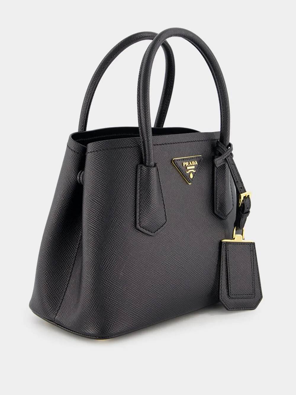 Black Double Saffiano Leather Mini Bag