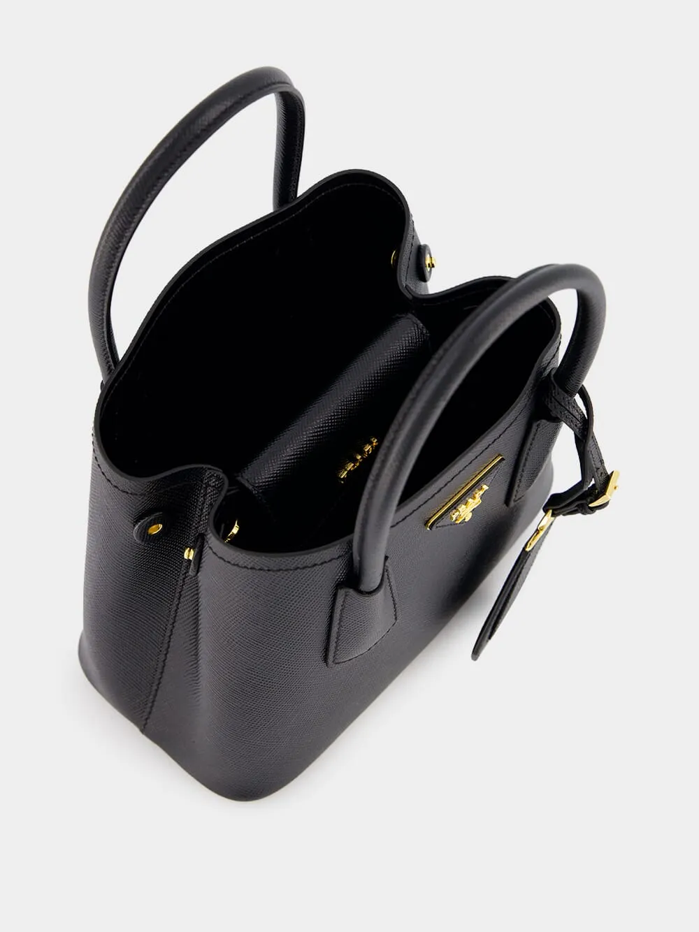 Black Double Saffiano Leather Mini Bag