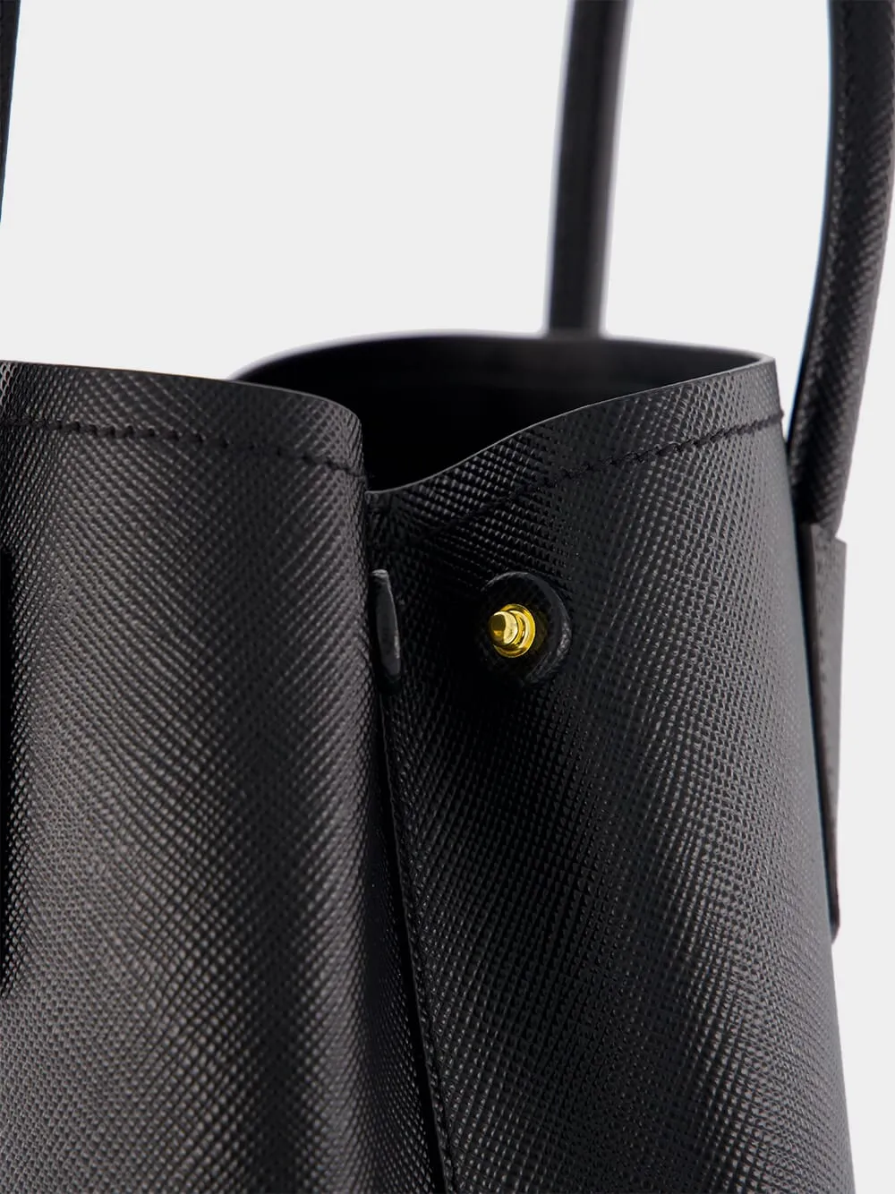 Black Double Saffiano Leather Mini Bag