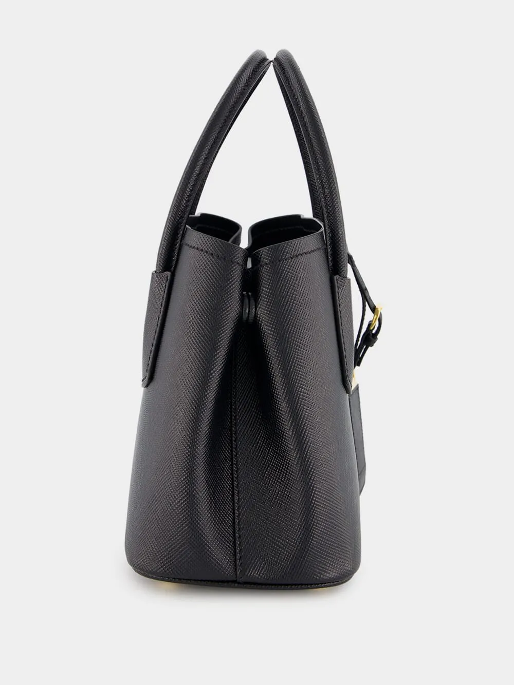 Black Double Saffiano Leather Mini Bag