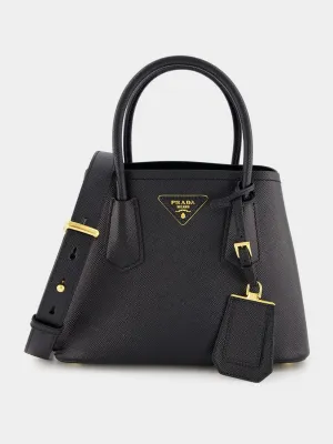 Black Double Saffiano Leather Mini Bag