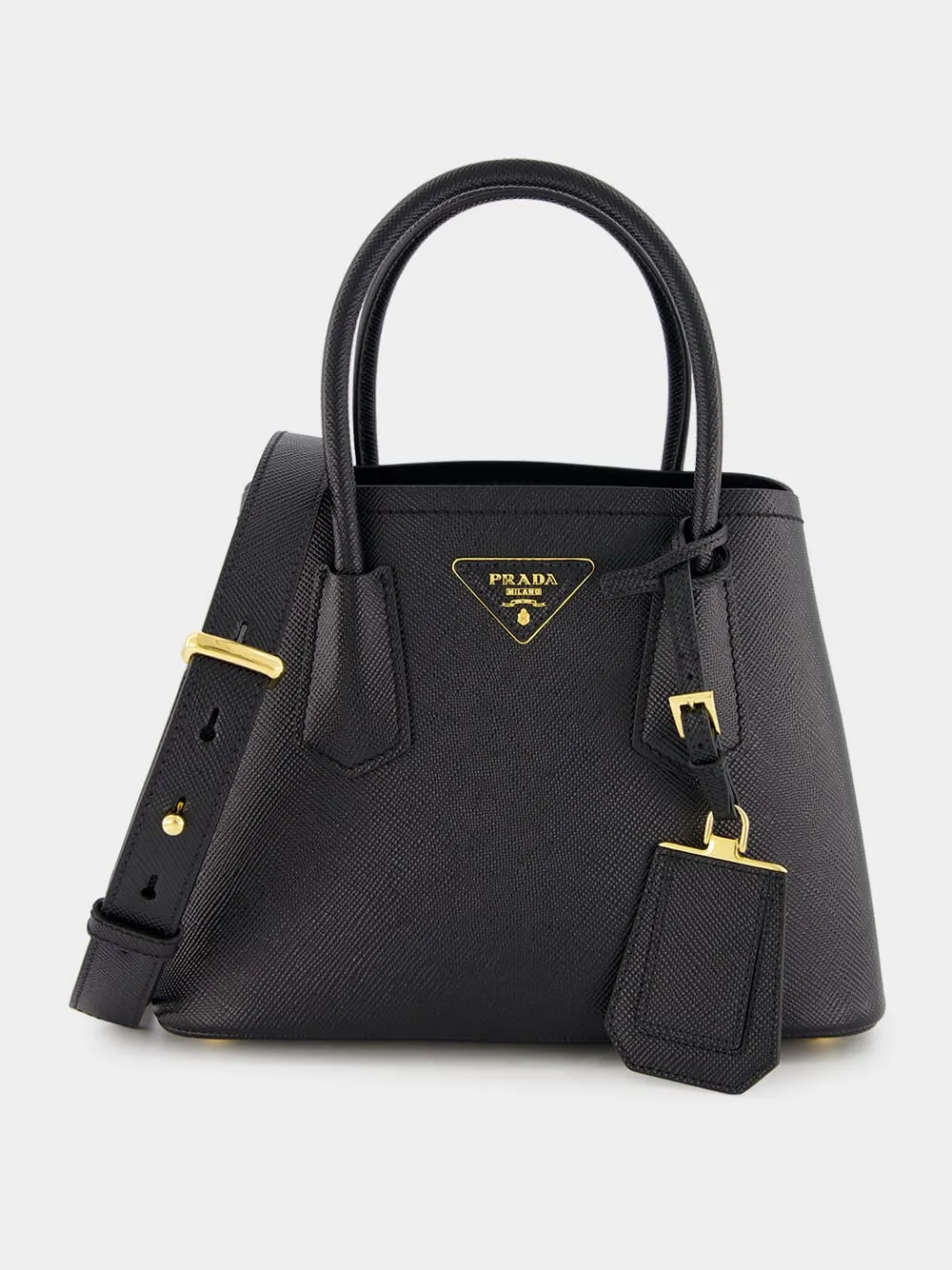 Black Double Saffiano Leather Mini Bag