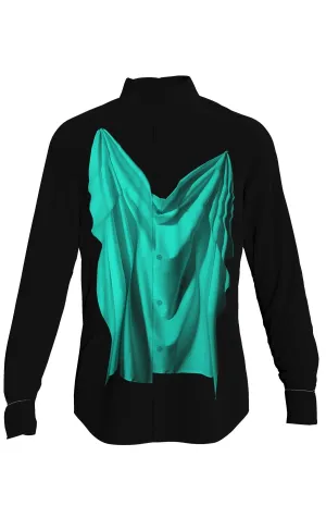 Black Drape Button Up Shirt