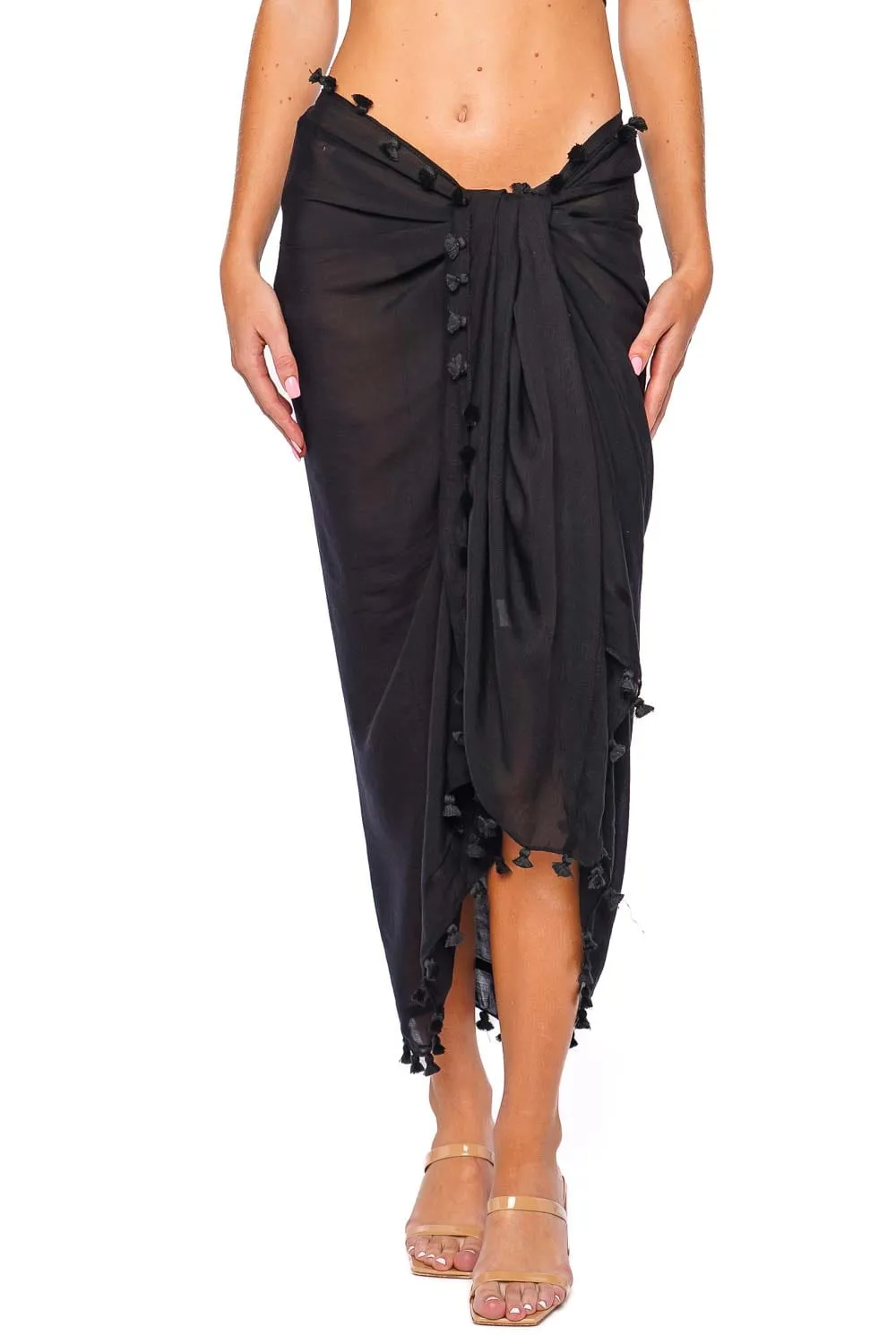 Black Tasseled Pareo Cover Up