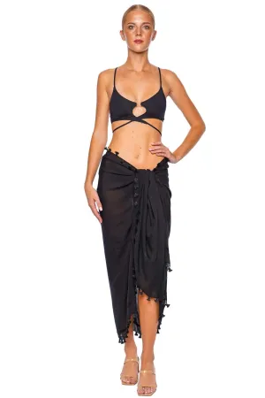 Black Tasseled Pareo Cover Up