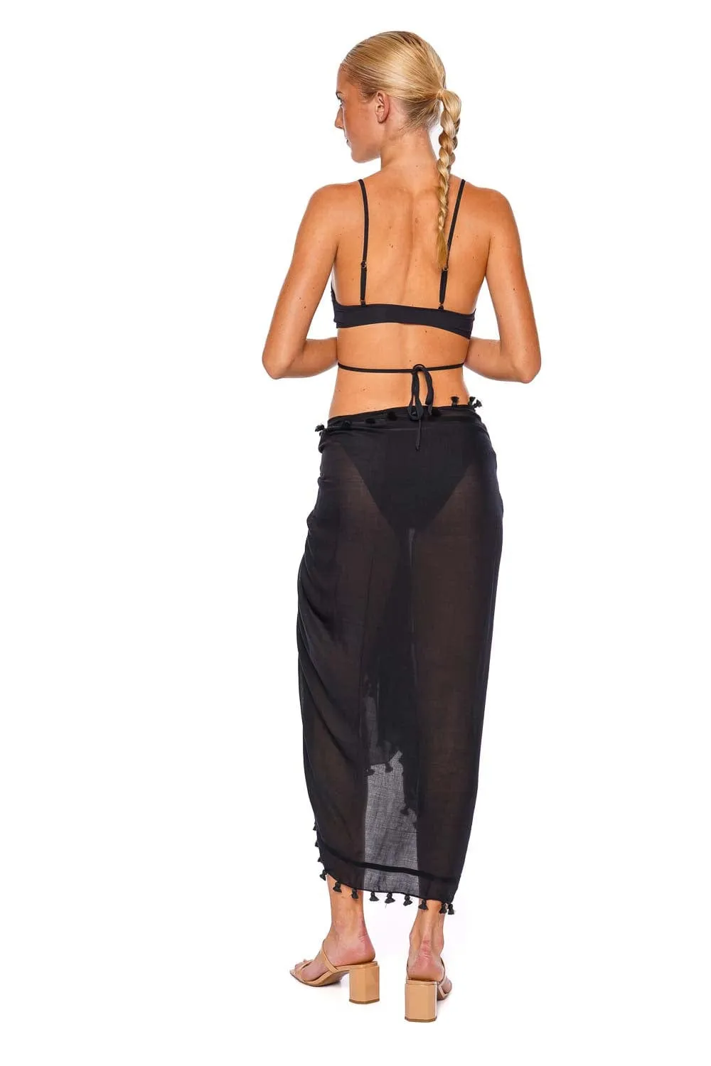 Black Tasseled Pareo Cover Up