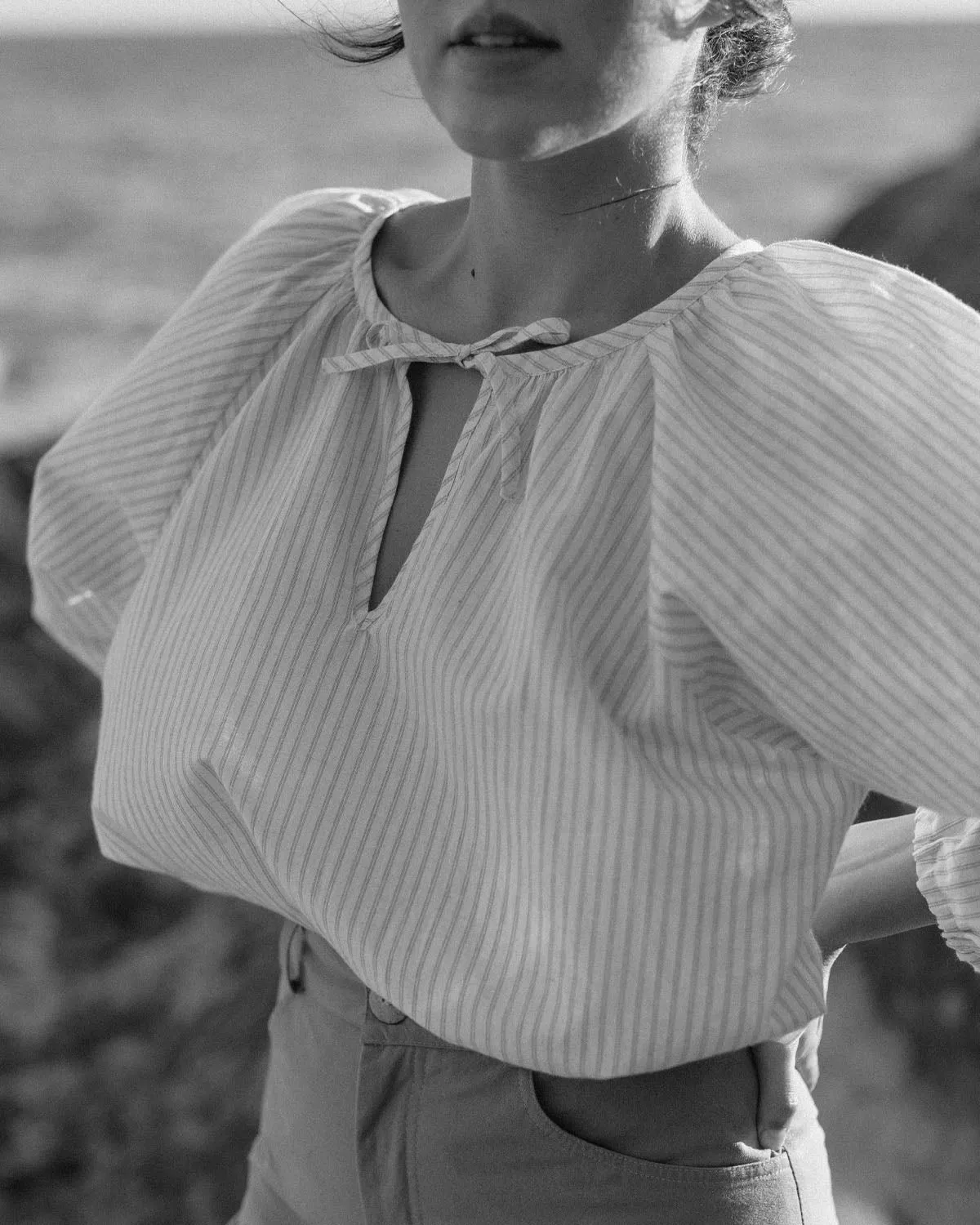 Blossom Blouse | Misty Stripe