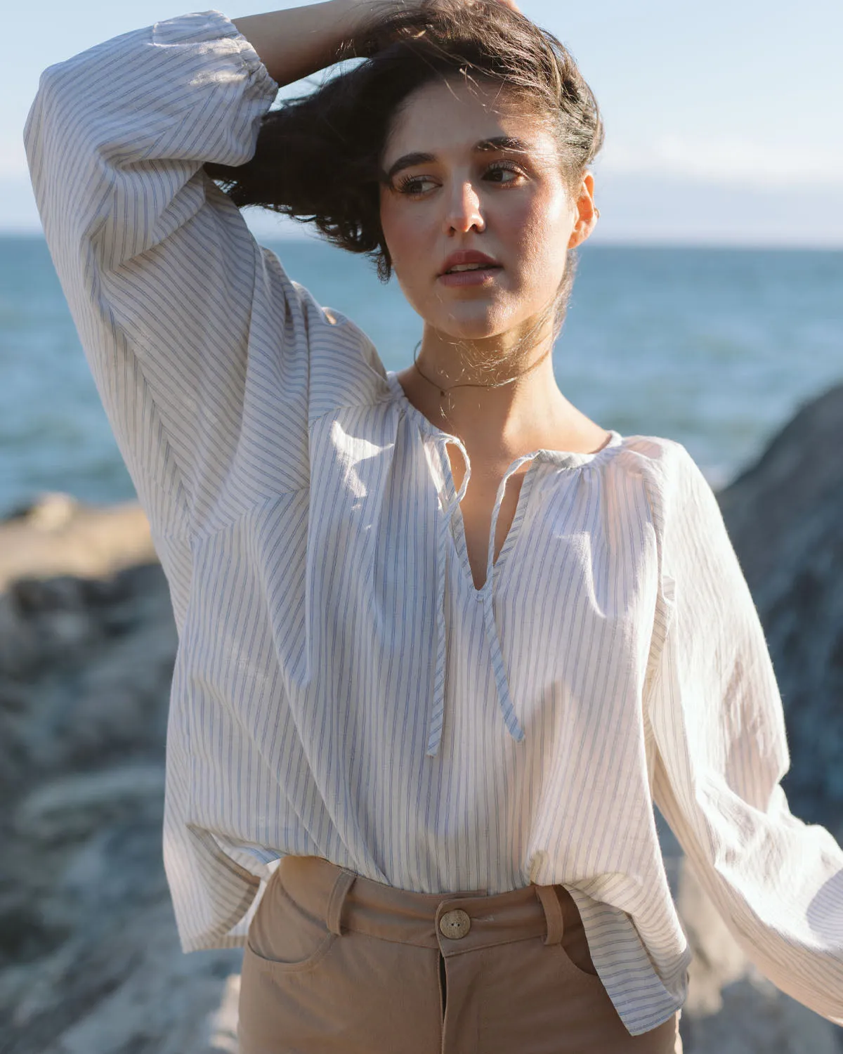 Blossom Blouse | Misty Stripe