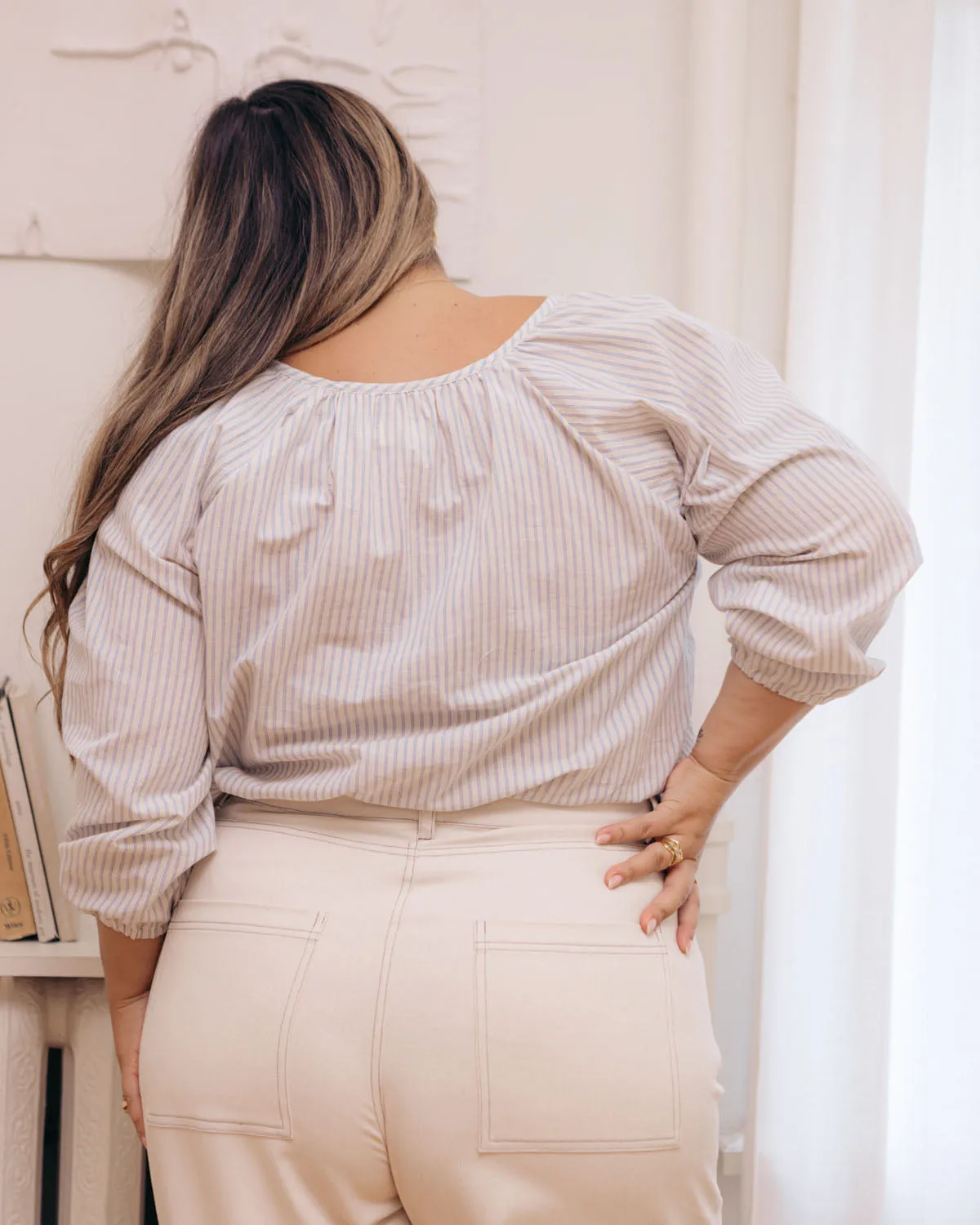 Blossom Blouse | Misty Stripe