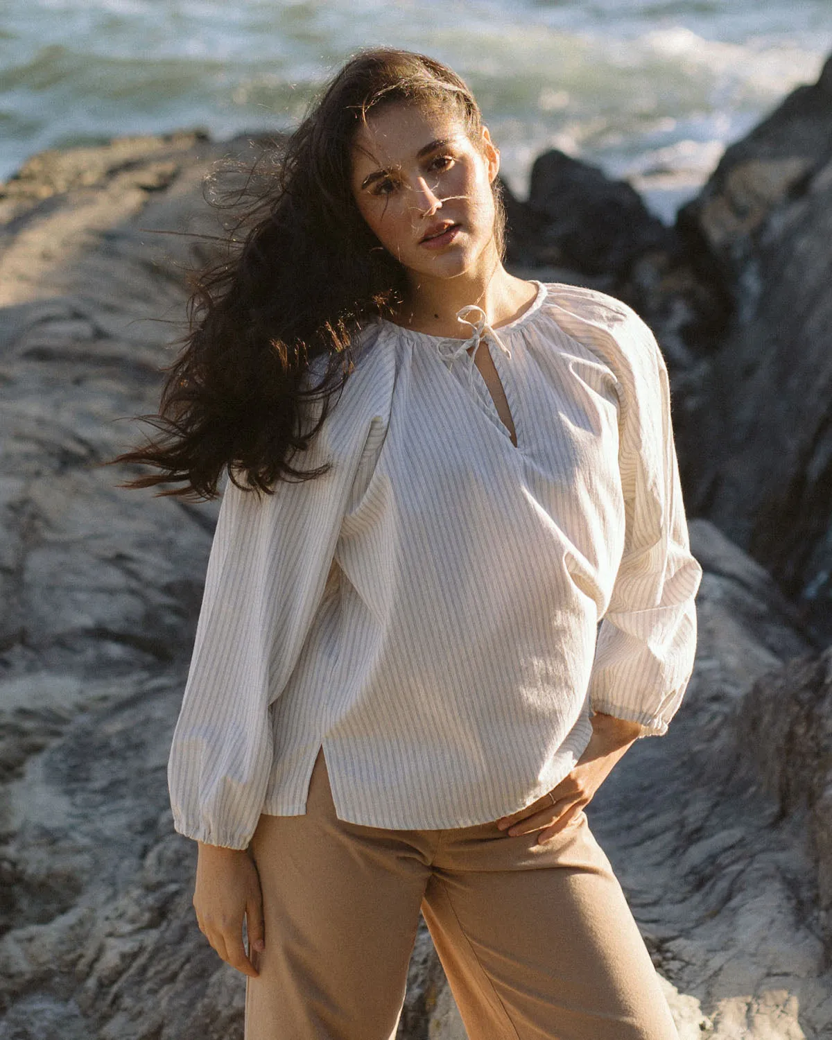 Blossom Blouse | Misty Stripe