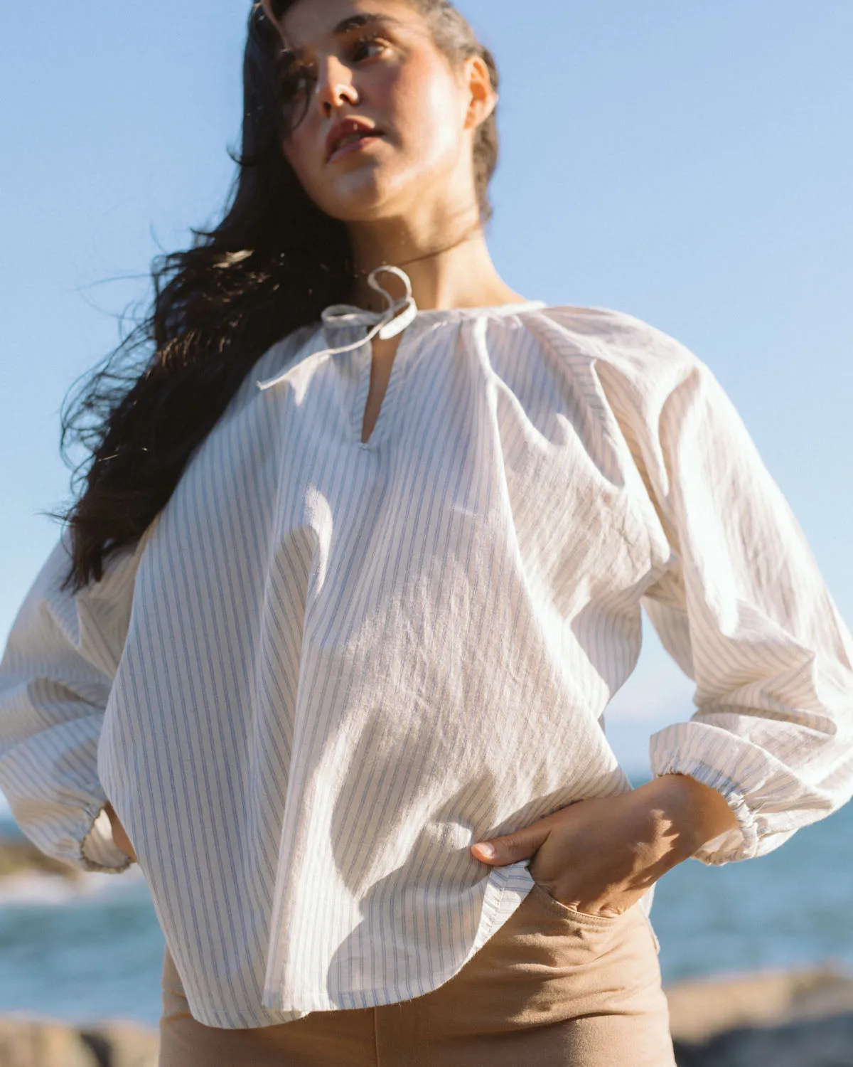 Blossom Blouse | Misty Stripe