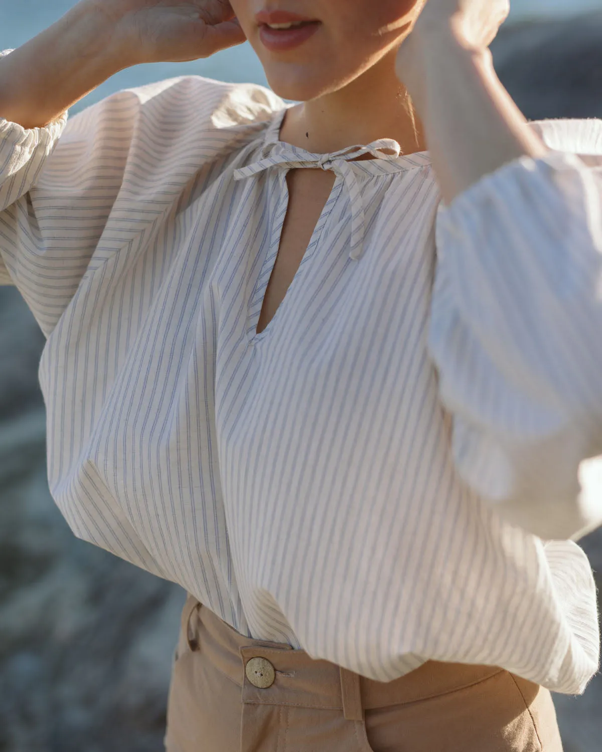 Blossom Blouse | Misty Stripe