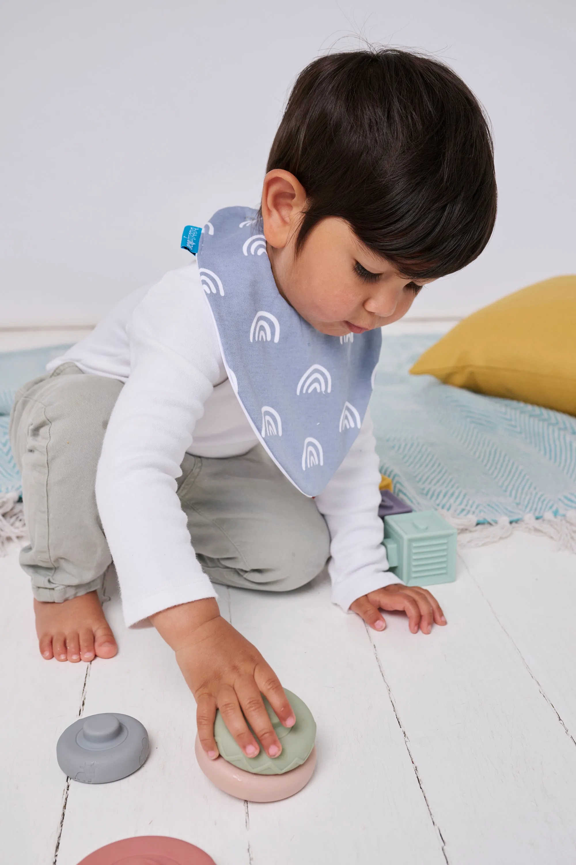 Blue Rainbow Waterproof Dribble Bib